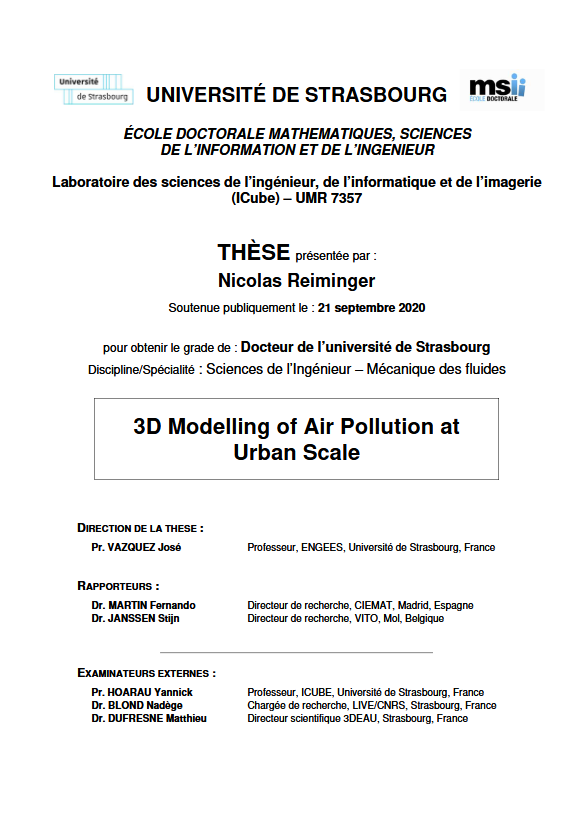 3D Modelling of Air Pollution at urban scale