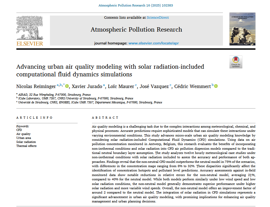 Advancing urban air quality modeling with solar radiation-included computational fluid dynamics simulations