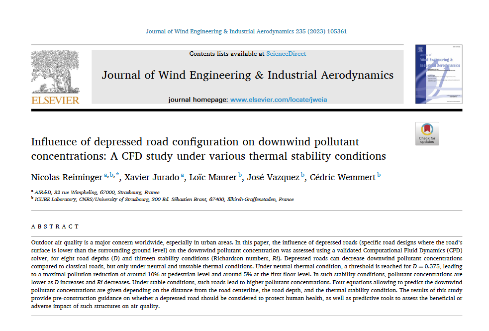 Influence of depressed road configuration on downwind pollutant concentrations A CFD study under various thermal stability conditions