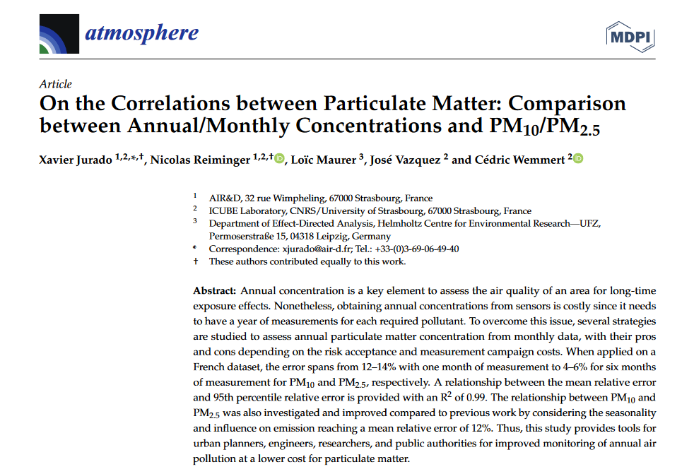 On the Correlations between Particulate Matter Comparison between Annual Monthly Concentrations